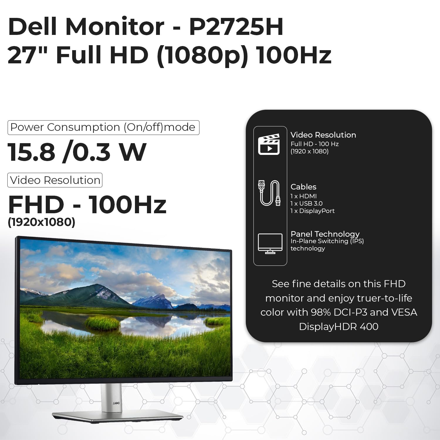 Amazon.co.jp: Dell P2725H 27インチ フルHD 1920 x 1080 モニター